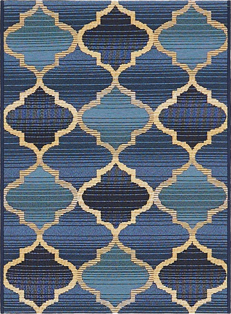 Blue 2' 2 x 3' Outdoor Trellis Rectangle Area Rug Weather Resistant for Patio, Deck, Terrace, Balcony, Porch