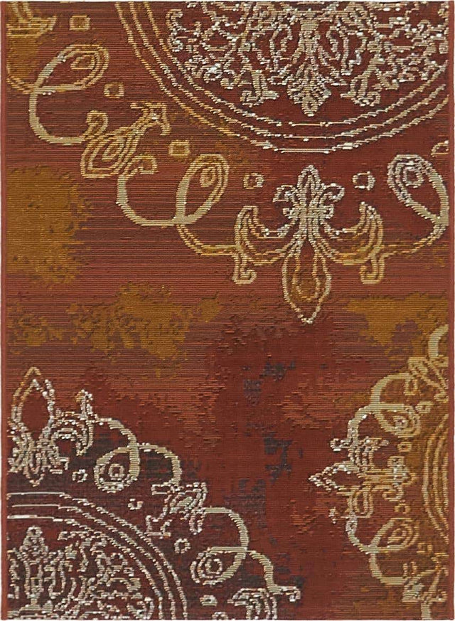 Rust Red 2' 2 x 3' 1 Outdoor Modern Rectangle Area Rug Weather Resistant for Patio, Deck, Terrace, Balcony, Porch 100% Polypropylene Modern Outside Carpet for Sale at Rug Engine