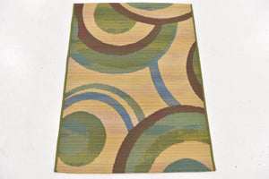 Beige 2' 2 x 3' 1 Outdoor Modern Rectangle Area Rug Weather Resistant for Patio, Deck, Terrace, Balcony, Porch 100% Polypropylene Modern Outside Carpet for Sale at Rug Engine