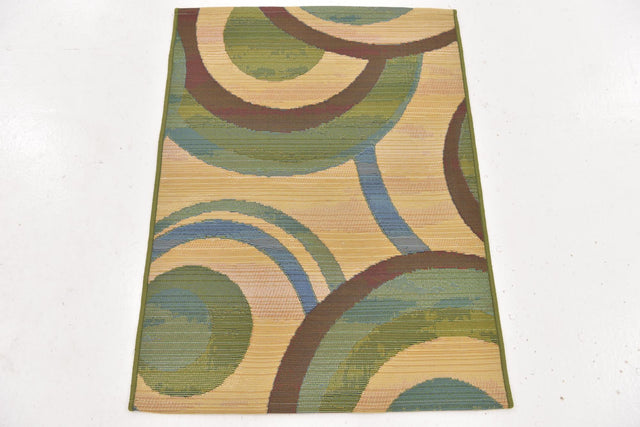 Beige 2' 2 x 3' 1 Outdoor Modern Rectangle Area Rug Weather Resistant for Patio, Deck, Terrace, Balcony, Porch 100% Polypropylene Modern Outside Carpet for Sale at Rug Engine