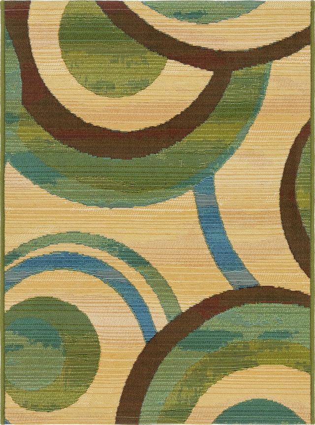 Beige 2' 2 x 3' 1 Outdoor Modern Rectangle Area Rug Weather Resistant for Patio, Deck, Terrace, Balcony, Porch 100% Polypropylene Modern Outside Carpet for Sale at Rug Engine