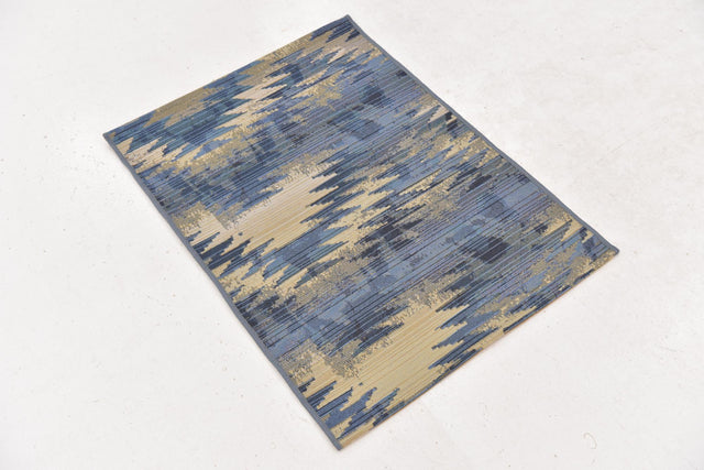 Blue 2' 2 x 3' 1 Outdoor Modern Rectangle Area Rug Weather Resistant for Patio, Deck, Terrace, Balcony, Porch 100% Polypropylene Modern Outside Carpet for Sale at Rug Engine