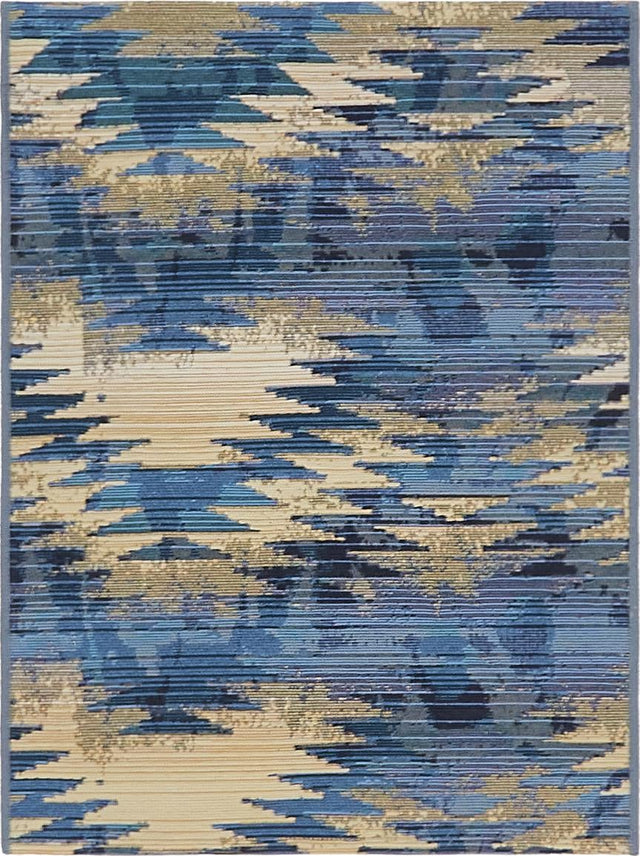 Blue 2' 2 x 3' 1 Outdoor Modern Rectangle Area Rug Weather Resistant for Patio, Deck, Terrace, Balcony, Porch 100% Polypropylene Modern Outside Carpet for Sale at Rug Engine