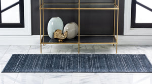 Navy Blue 2' 2 x 6' 1 Jill Zarin Uptown Runner Area Rug 70% Polypropylene & 30% Polyester  Contemporary Carpet for Living, Dining, Office, Bedroom for Sale at Rug Engine