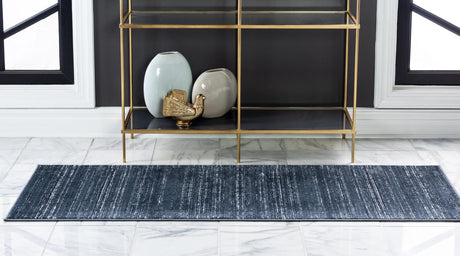 Navy Blue 2' 2 x 6' 1 Jill Zarin Uptown Runner Area Rug 70% Polypropylene & 30% Polyester  Contemporary Carpet for Living, Dining, Office, Bedroom for Sale at Rug Engine