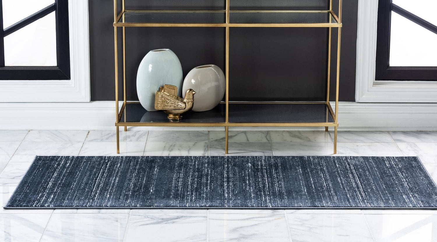 Navy Blue 2' 7 x 12' Jill Zarin Uptown Runner Area Rug 70% Polypropylene & 30% Polyester  Contemporary Carpet for Living, Dining, Office, Bedroom for Sale at Rug Engine