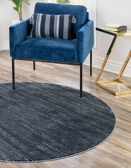 Navy Blue 6' 1 x 6' 1 Jill Zarin Uptown Round Area Rug 70% Polypropylene & 30% Polyester  Contemporary Carpet for Living, Dining, Office, Bedroom for Sale at Rug Engine