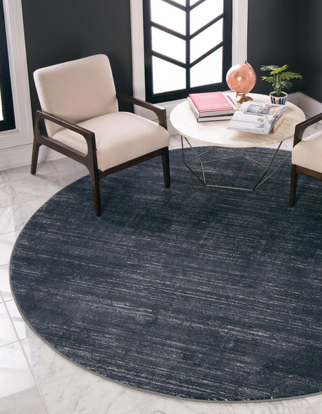 Navy Blue 6' 1 x 6' 1 Jill Zarin Uptown Round Area Rug 70% Polypropylene & 30% Polyester  Contemporary Carpet for Living, Dining, Office, Bedroom for Sale at Rug Engine