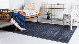 Navy Blue 4' 1 x 6' 1 Jill Zarin Uptown Rectangle Area Rug 70% Polypropylene & 30% Polyester  Contemporary Carpet for Living, Dining, Office, Bedroom for Sale at Rug Engine