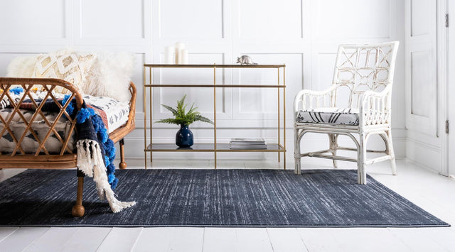 Navy Blue 4' 1 x 6' 1 Jill Zarin Uptown Rectangle Area Rug 70% Polypropylene & 30% Polyester  Contemporary Carpet for Living, Dining, Office, Bedroom for Sale at Rug Engine