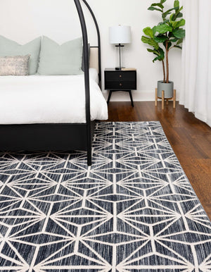 Navy Blue 4' 1 x 6' 1 Jill Zarin Uptown Rectangle Area Rug 70% Polypropylene & 30% Polyester  Contemporary Carpet for Living, Dining, Office, Bedroom for Sale at Rug Engine