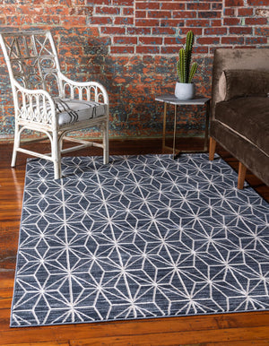 Navy Blue 4' 1 x 6' 1 Jill Zarin Uptown Rectangle Area Rug 70% Polypropylene & 30% Polyester  Contemporary Carpet for Living, Dining, Office, Bedroom for Sale at Rug Engine