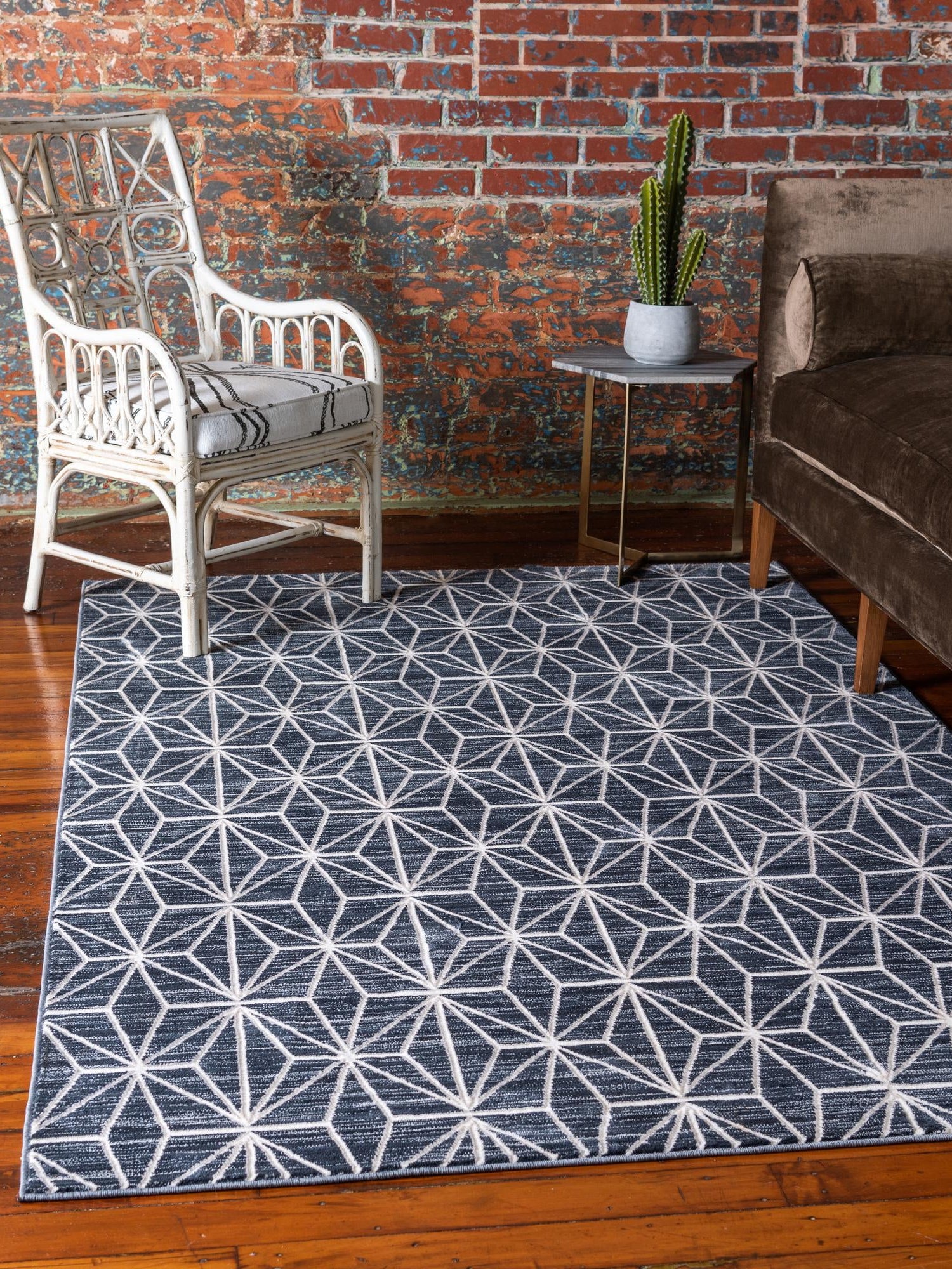 Navy Blue 5' 1 x 8' Jill Zarin Uptown Rectangle Area Rug 70% Polypropylene & 30% Polyester  Contemporary Carpet for Living, Dining, Office, Bedroom for Sale at Rug Engine