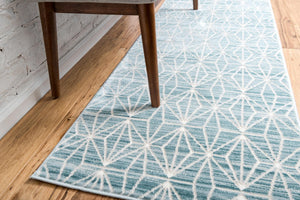 Blue 2' 7 x 8' Jill Zarin Uptown Runner Area Rug 70% Polypropylene & 30% Polyester  Contemporary Carpet for Living, Dining, Office, Bedroom for Sale at Rug Engine
