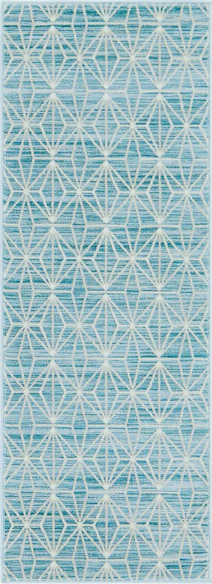 Blue 2' 2 x 6' 1 Jill Zarin Uptown Runner Area Rug 70% Polypropylene & 30% Polyester  Contemporary Carpet for Living, Dining, Office, Bedroom for Sale at Rug Engine