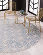 Blue 3' 3 x 3' 3 Jill Zarin Uptown Round Area Rug 70% Polypropylene & 30% Polyester  Contemporary Carpet for Living, Dining, Office, Bedroom for Sale at Rug Engine