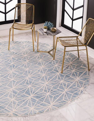 Blue 5' 3 x 5' 3 Jill Zarin Uptown Round Area Rug 70% Polypropylene & 30% Polyester  Contemporary Carpet for Living, Dining, Office, Bedroom for Sale at Rug Engine