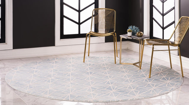 Blue 8' x 8' Jill Zarin Uptown Round Area Rug 70% Polypropylene & 30% Polyester  Contemporary Carpet for Living, Dining, Office, Bedroom for Sale at Rug Engine