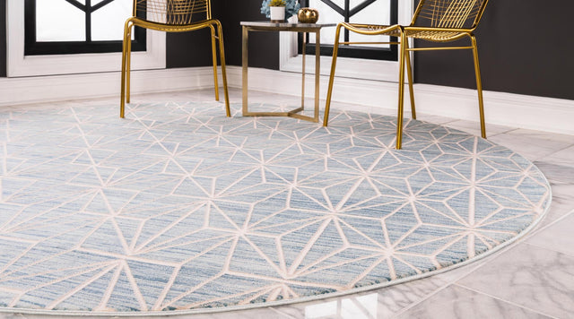 Blue 8' x 8' Jill Zarin Uptown Round Area Rug 70% Polypropylene & 30% Polyester  Contemporary Carpet for Living, Dining, Office, Bedroom for Sale at Rug Engine