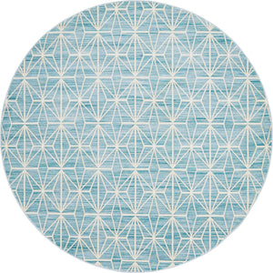 Blue 8' x 8' Jill Zarin Uptown Round Area Rug 70% Polypropylene & 30% Polyester  Contemporary Carpet for Living, Dining, Office, Bedroom for Sale at Rug Engine