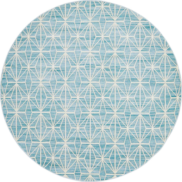 Blue 8' x 8' Jill Zarin Uptown Round Area Rug 70% Polypropylene & 30% Polyester  Contemporary Carpet for Living, Dining, Office, Bedroom for Sale at Rug Engine