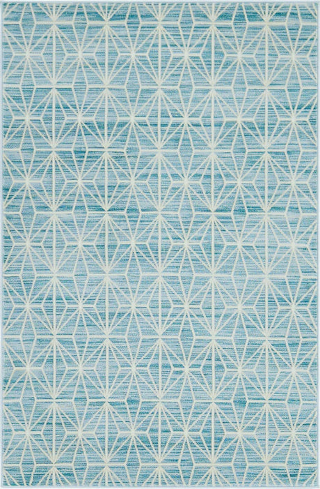 Blue 4' 1 x 6' 1 Jill Zarin Uptown Rectangle Area Rug 70% Polypropylene & 30% Polyester  Contemporary Carpet for Living, Dining, Office, Bedroom for Sale at Rug Engine