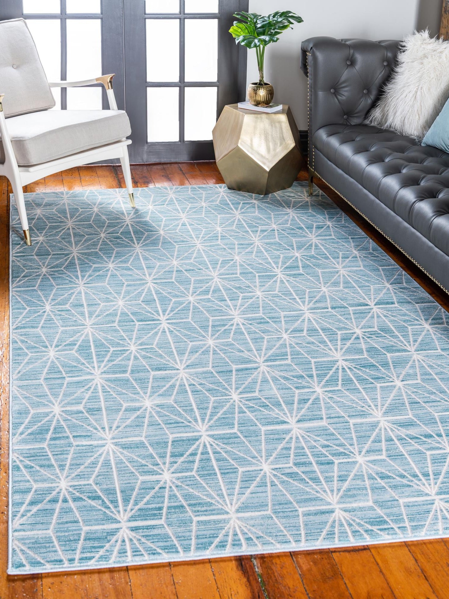 Blue 1' 8 x 1' 8 Jill Zarin Uptown Sample Area Rug 70% Polypropylene & 30% Polyester  Contemporary Carpet for Living, Dining, Office, Bedroom for Sale at Rug Engine