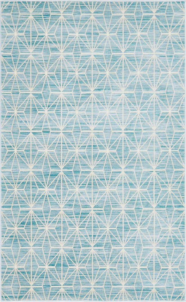 Blue 5' 1 x 8' Jill Zarin Uptown Rectangle Area Rug 70% Polypropylene & 30% Polyester  Contemporary Carpet for Living, Dining, Office, Bedroom for Sale at Rug Engine