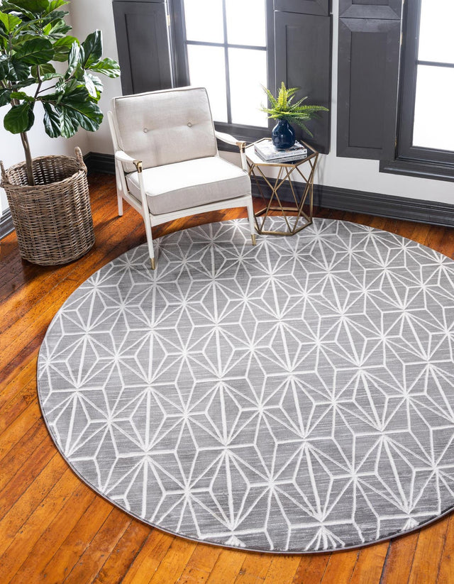 Gray 3' 3 x 3' 3 Jill Zarin Uptown Round Area Rug 70% Polypropylene & 30% Polyester  Contemporary Carpet for Living, Dining, Office, Bedroom for Sale at Rug Engine