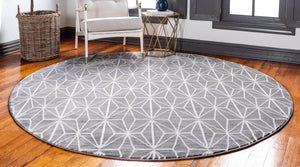 Gray 3' 3 x 3' 3 Jill Zarin Uptown Round Area Rug 70% Polypropylene & 30% Polyester  Contemporary Carpet for Living, Dining, Office, Bedroom for Sale at Rug Engine