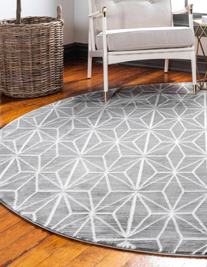 Gray 3' 3 x 3' 3 Jill Zarin Uptown Round Area Rug 70% Polypropylene & 30% Polyester  Contemporary Carpet for Living, Dining, Office, Bedroom for Sale at Rug Engine