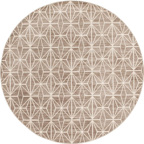 Brown 8' x 8' Jill Zarin Uptown Round Area Rug 70% Polypropylene & 30% Polyester  Contemporary Carpet for Living, Dining, Office, Bedroom for Sale at Rug Engine
