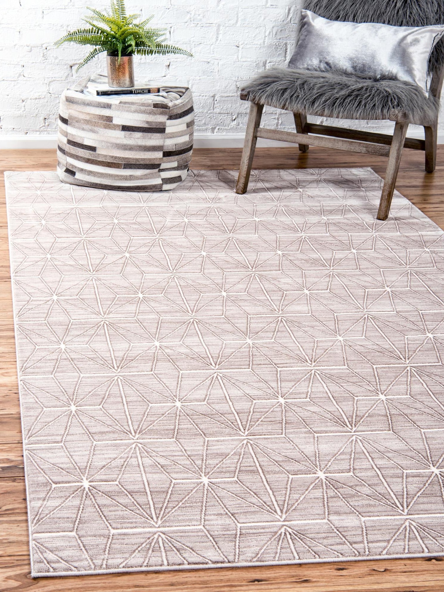 Light Brown 1' 8 x 1' 8 Jill Zarin Uptown Sample Area Rug 70% Polypropylene & 30% Polyester  Contemporary Carpet for Living, Dining, Office, Bedroom for Sale at Rug Engine