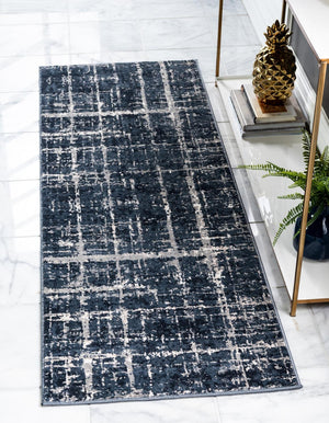 Navy Blue 2' 7 x 13' 11 Jill Zarin Uptown Runner Area Rug 70% Polypropylene & 30% Polyester  Contemporary Carpet for Living, Dining, Office, Bedroom for Sale at Rug Engine