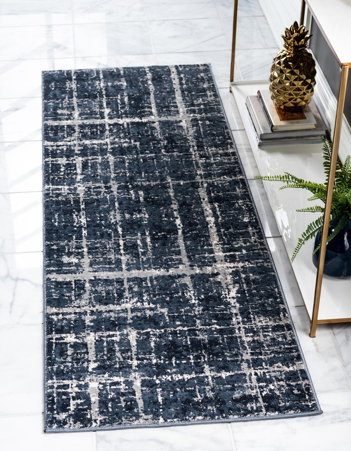 Navy Blue 2' 7 x 8' Jill Zarin Uptown Runner Area Rug 70% Polypropylene & 30% Polyester  Contemporary Carpet for Living, Dining, Office, Bedroom for Sale at Rug Engine