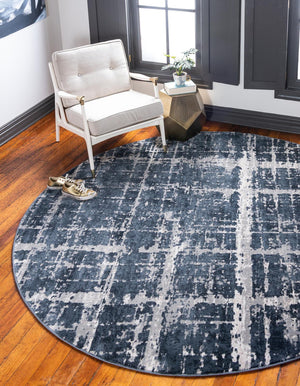 Navy Blue 3' 3 x 3' 3 Jill Zarin Uptown Round Area Rug 70% Polypropylene & 30% Polyester  Contemporary Carpet for Living, Dining, Office, Bedroom for Sale at Rug Engine