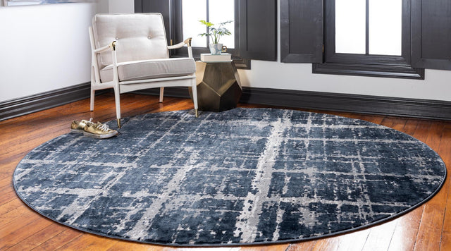 Navy Blue 5' 3 x 5' 3 Jill Zarin Uptown Round Area Rug 70% Polypropylene & 30% Polyester  Contemporary Carpet for Living, Dining, Office, Bedroom for Sale at Rug Engine