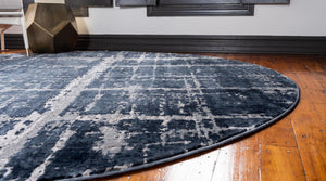 Navy Blue 5' 3 x 5' 3 Jill Zarin Uptown Round Area Rug 70% Polypropylene & 30% Polyester  Contemporary Carpet for Living, Dining, Office, Bedroom for Sale at Rug Engine