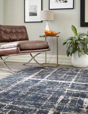 Navy Blue 4' 1 x 6' 1 Jill Zarin Uptown Rectangle Area Rug 70% Polypropylene & 30% Polyester  Contemporary Carpet for Living, Dining, Office, Bedroom for Sale at Rug Engine