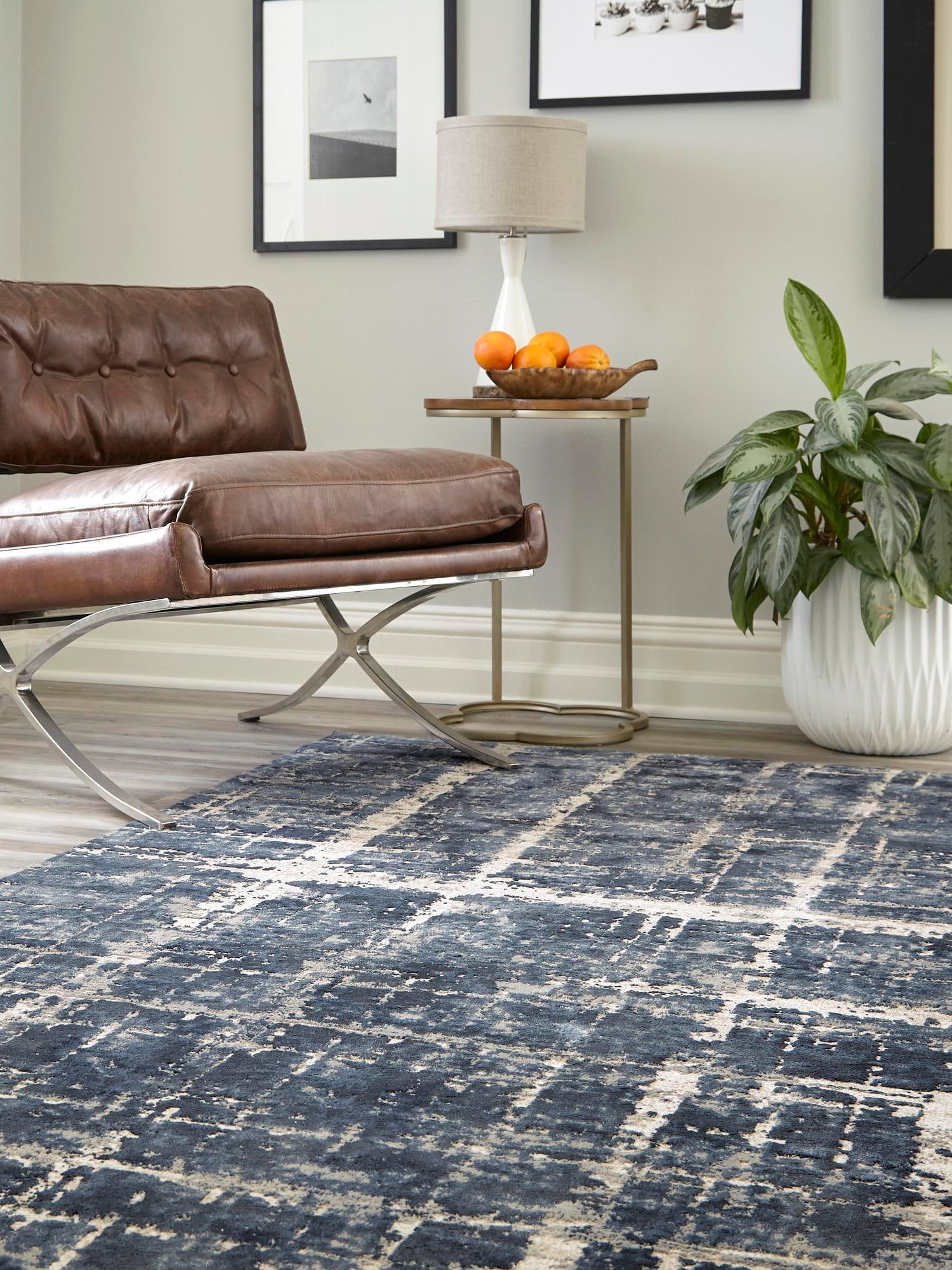 Navy Blue 5' 1 x 8' Jill Zarin Uptown Rectangle Area Rug 70% Polypropylene & 30% Polyester  Contemporary Carpet for Living, Dining, Office, Bedroom for Sale at Rug Engine