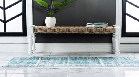 Turquoise 2' 7 x 13' 11 Jill Zarin Uptown Runner Area Rug 70% Polypropylene & 30% Polyester  Contemporary Carpet for Living, Dining, Office, Bedroom for Sale at Rug Engine