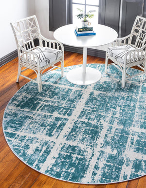 Turquoise 5' 3 x 5' 3 Jill Zarin Uptown Round Area Rug 70% Polypropylene & 30% Polyester  Contemporary Carpet for Living, Dining, Office, Bedroom for Sale at Rug Engine
