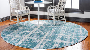 Turquoise 5' 3 x 5' 3 Jill Zarin Uptown Round Area Rug 70% Polypropylene & 30% Polyester  Contemporary Carpet for Living, Dining, Office, Bedroom for Sale at Rug Engine