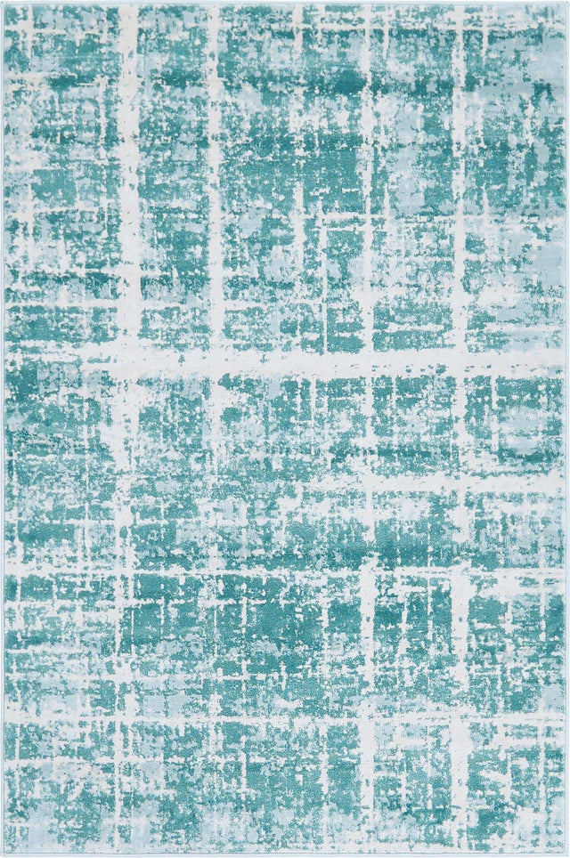 Turquoise 4' 1 x 6' 1 Jill Zarin Uptown Rectangle Area Rug 70% Polypropylene & 30% Polyester  Contemporary Carpet for Living, Dining, Office, Bedroom for Sale at Rug Engine