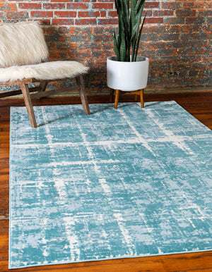 Turquoise 5' 1 x 8' Jill Zarin Uptown Rectangle Area Rug 70% Polypropylene & 30% Polyester  Contemporary Carpet for Living, Dining, Office, Bedroom for Sale at Rug Engine