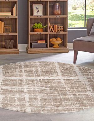 Light Brown 8' x 8' Jill Zarin Uptown Round Area Rug 70% Polypropylene & 30% Polyester  Contemporary Carpet for Living, Dining, Office, Bedroom for Sale at Rug Engine