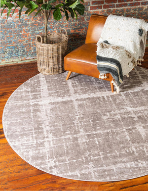 Light Brown 5' 3 x 5' 3 Jill Zarin Uptown Round Area Rug 70% Polypropylene & 30% Polyester  Contemporary Carpet for Living, Dining, Office, Bedroom for Sale at Rug Engine