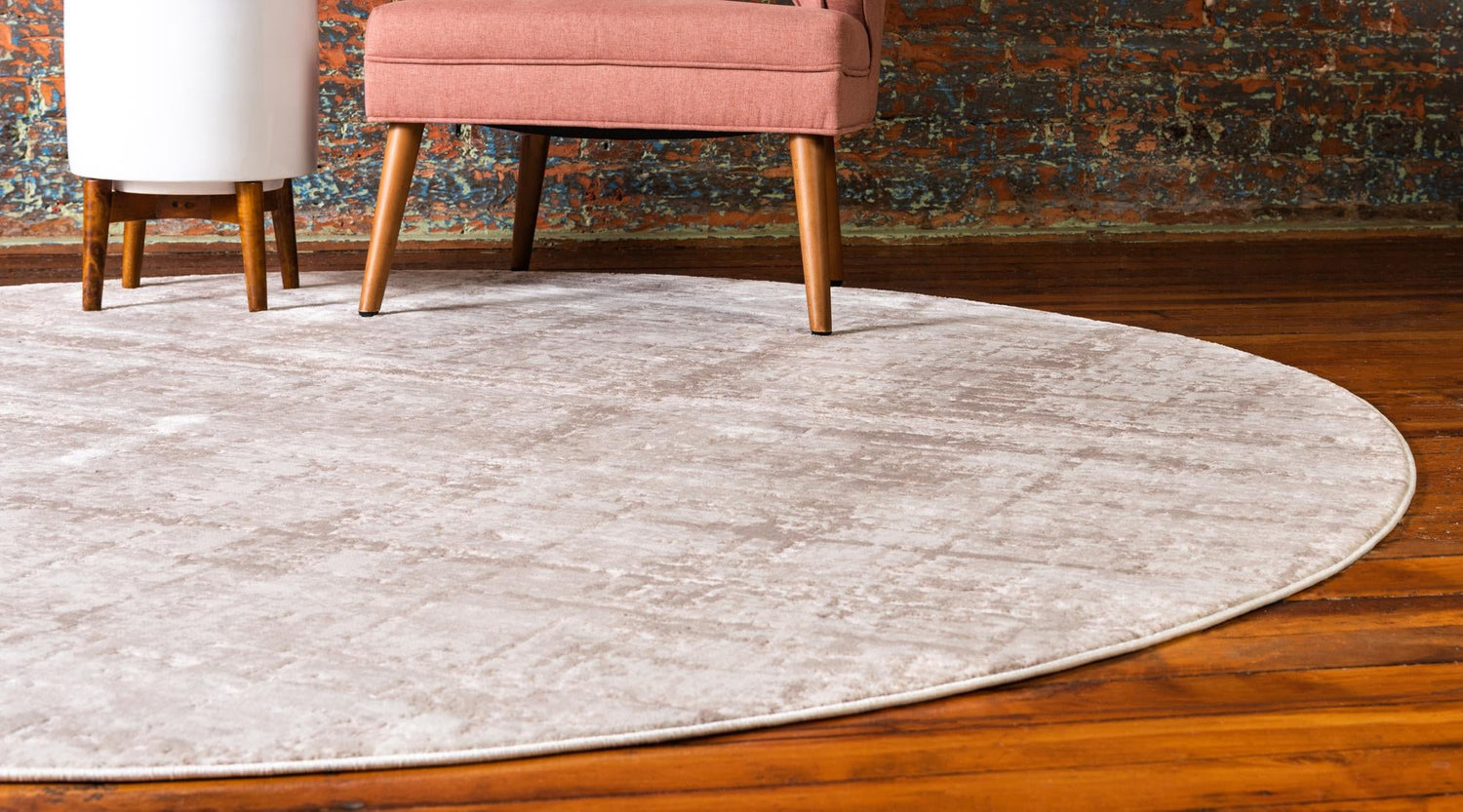 Beige 8' x 8' Jill Zarin Uptown Round Area Rug 70% Polypropylene & 30% Polyester  Contemporary Carpet for Living, Dining, Office, Bedroom for Sale at Rug Engine