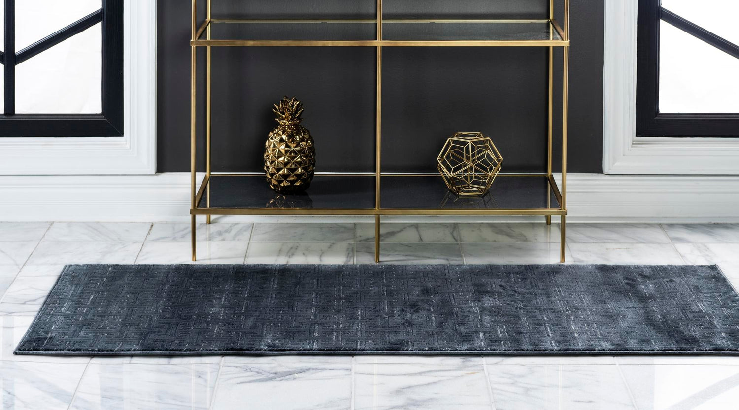 Navy Blue 2' 2 x 6' 1 Jill Zarin Uptown Runner Area Rug 70% Polypropylene & 30% Polyester  Contemporary Carpet for Living, Dining, Office, Bedroom for Sale at Rug Engine