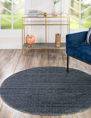 Navy Blue 5' 3 x 5' 3 Jill Zarin Uptown Round Area Rug 70% Polypropylene & 30% Polyester  Contemporary Carpet for Living, Dining, Office, Bedroom for Sale at Rug Engine